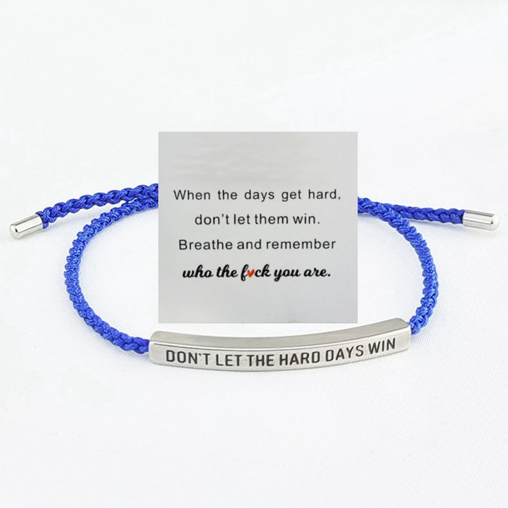 Motivational Quote 18k gold Curved Tube Curved Tube Bracelet (Handmade Braided Adjustable Engravable Cord)