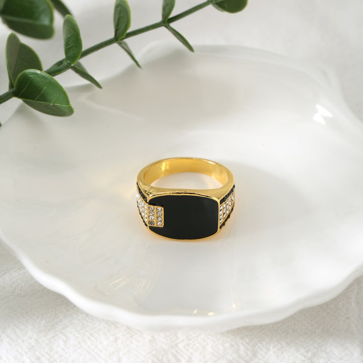 Wide-Face Oil-Dripping Hip-Hop Full-Diamond Men's Ring (Bold Personalized Style)