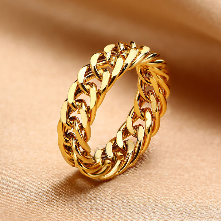 Minimalist Braided Cuban Link Ring (Light Luxury Street Style)