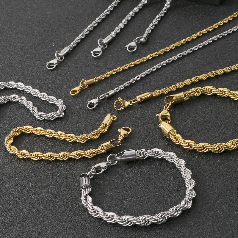 Twisted Chain Titanium Steel Bracelet (Minimalist Unisex Style)