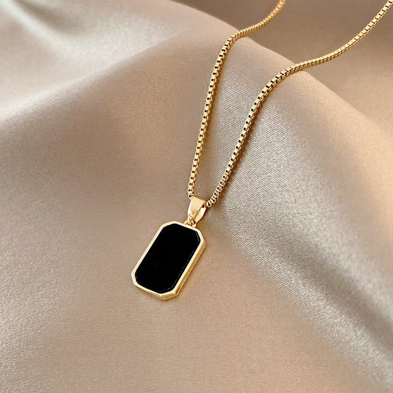 Titanium Steel Geometric Oil-Drop Couple Necklace (Minimalist Personalized Style)