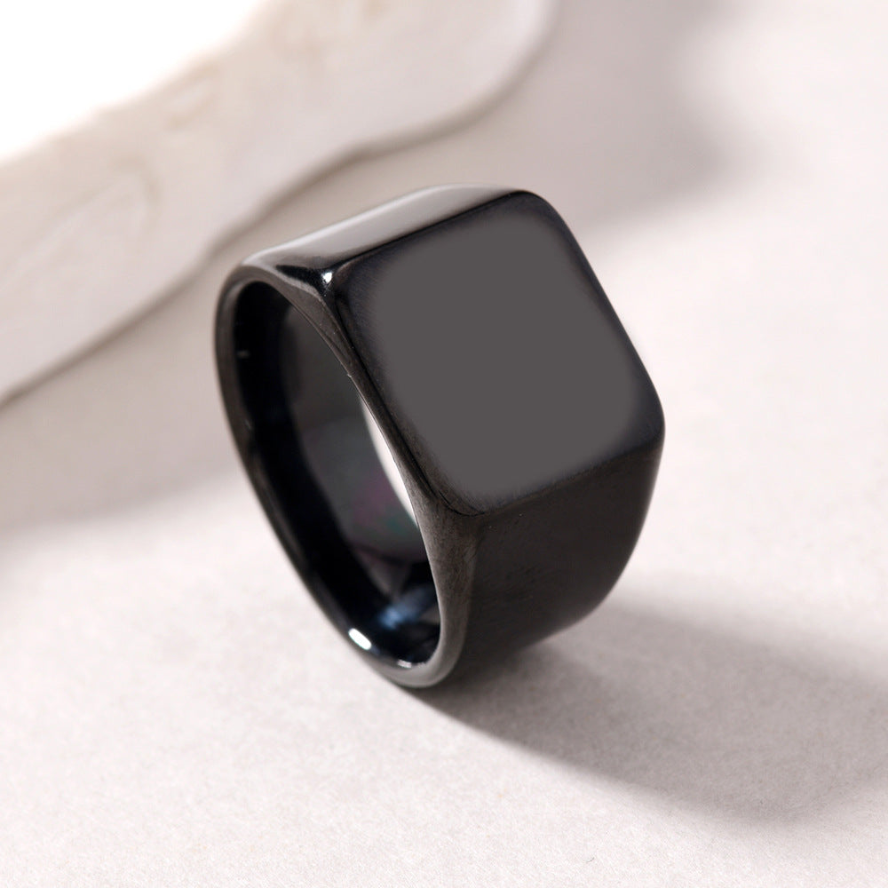 Titanium Steel Polished Square Ring (Minimalist Light Luxury Multi-Color Style)