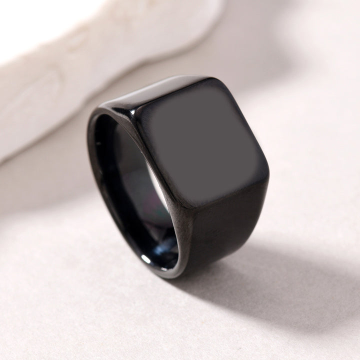 Titanium Steel Polished Square Ring (Minimalist Light Luxury Multi-Color Style)