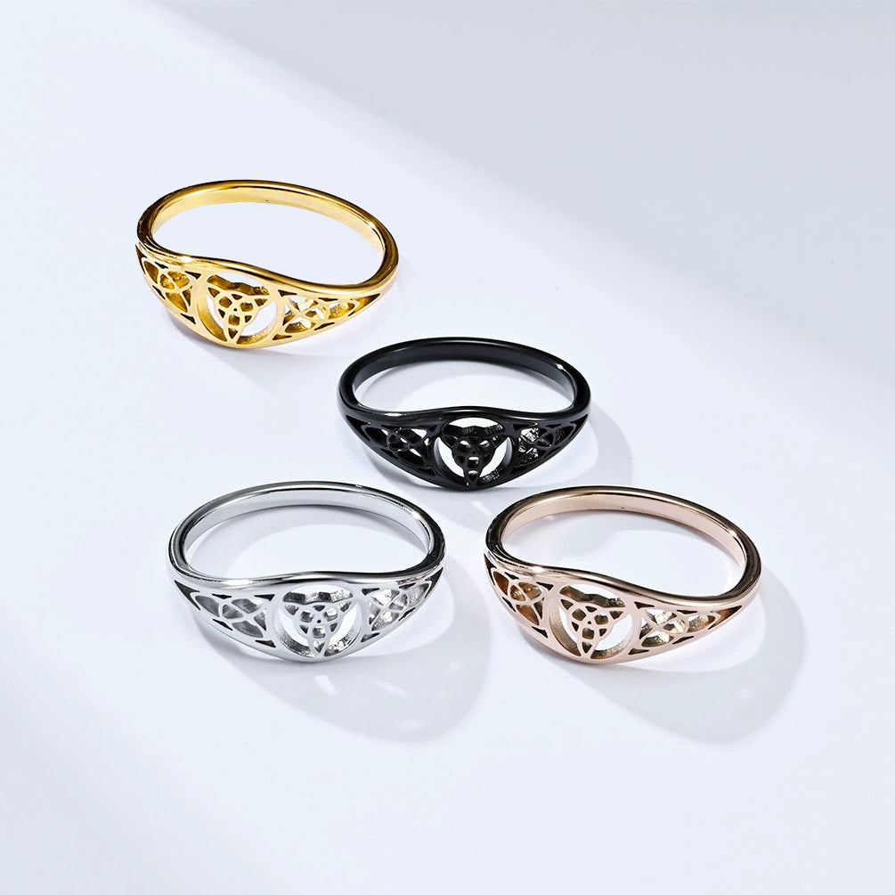 Titanium Steel Celtic Knot Hollow Ring (Retro Ethnic Style)