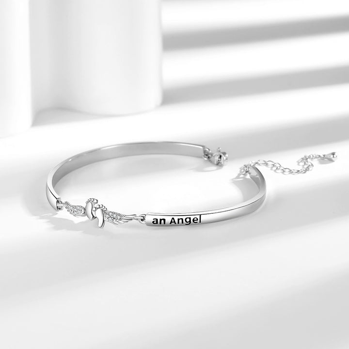 "Mommy of an Angel" Footprint & Wings Bracelet (Commemorative Healing Gift Stytle)