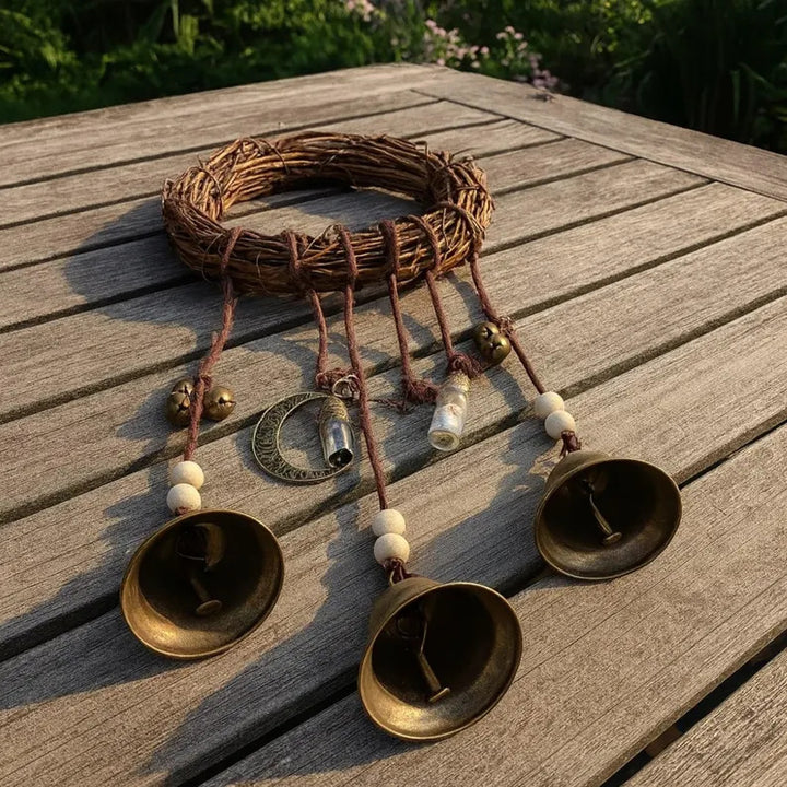 Woven Rattan Moon-Star Retro Wind Chime (Bohemian Ethnic Style)