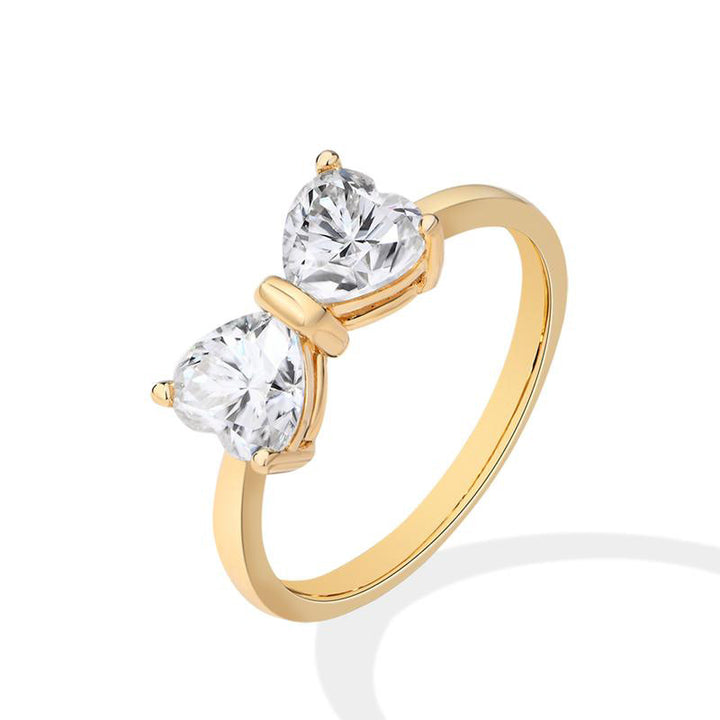 Double-Diamond Bowknot Ring (Sweet-Cool Light Luxury Style Series)