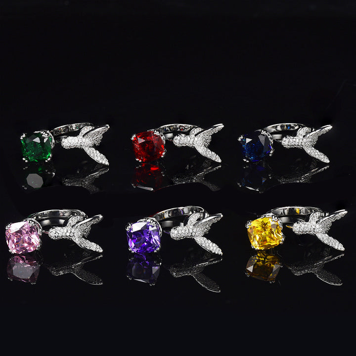 Multi-Color Diamond Hummingbird Open Ring (Gorgeous & Agile Style Series)