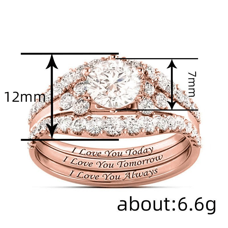Double-Band Love Vow Diamond Ring (Light Luxury Romantic Style Series)