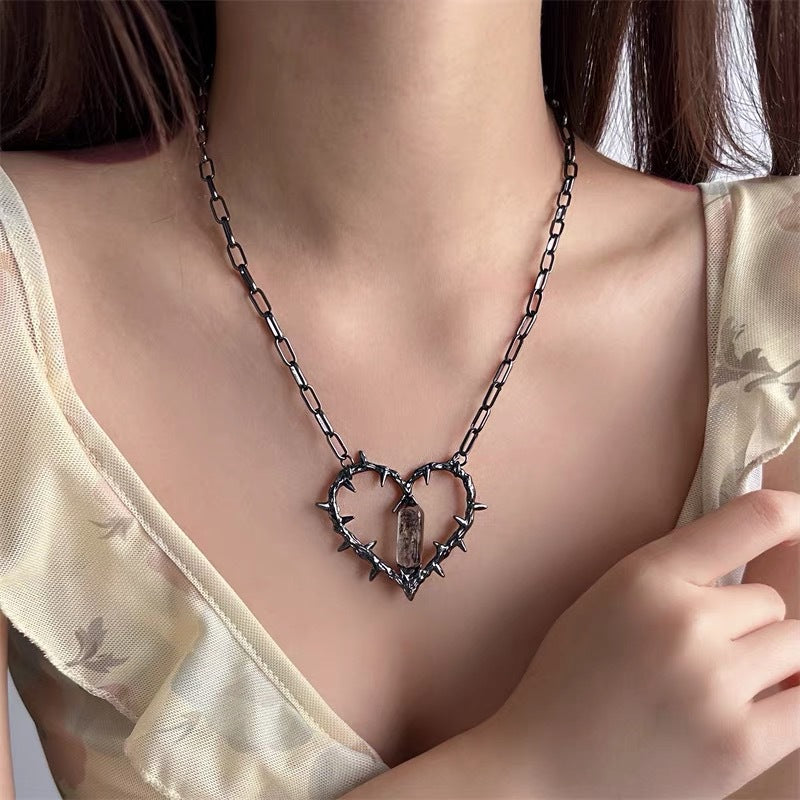 Thorned Heart Crystal Pendant Necklace (Dark Romance · Emotional Guardian Style)