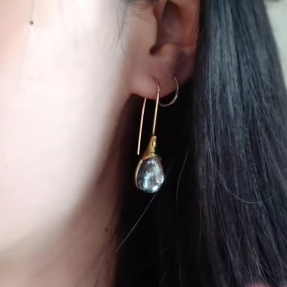 Glass Water Drop Hook Earrings (Women's Minimalist Luxury Style)