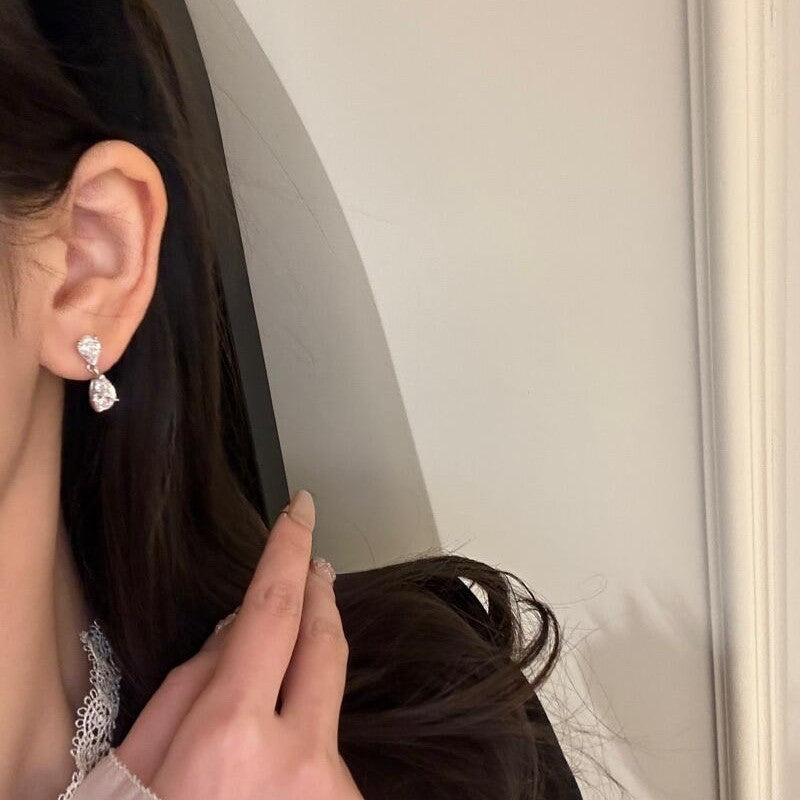 Double Pear Diamond Drop Earrings (Women's Luxury Elegant Style)