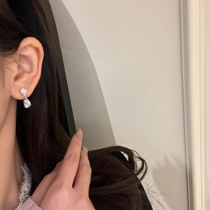 Double Pear Diamond Drop Earrings (Women's Luxury Elegant Style)