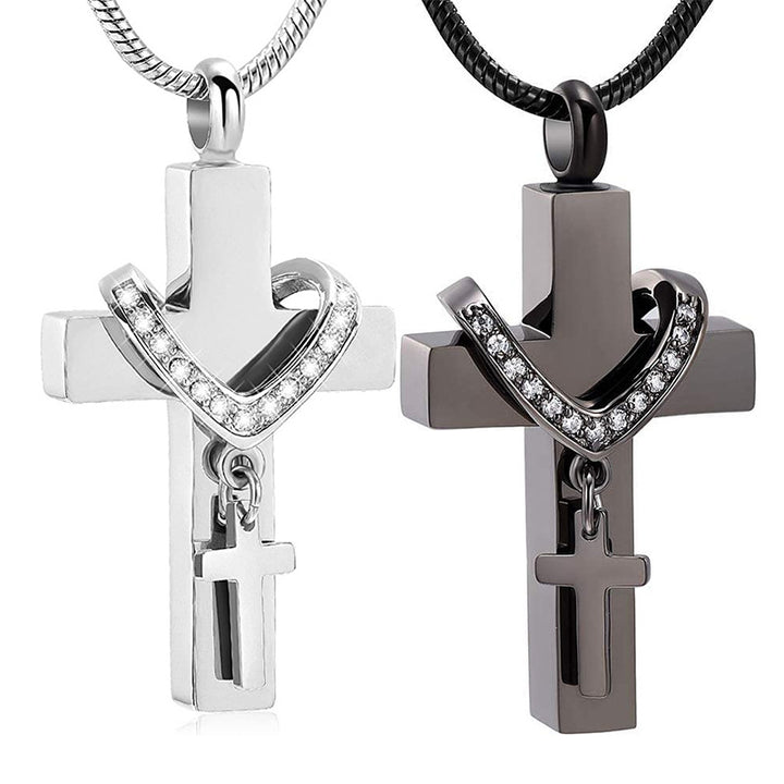 Memorial Pet Ashes Cross Necklace – Keepsake Perfume Bottle Pendant