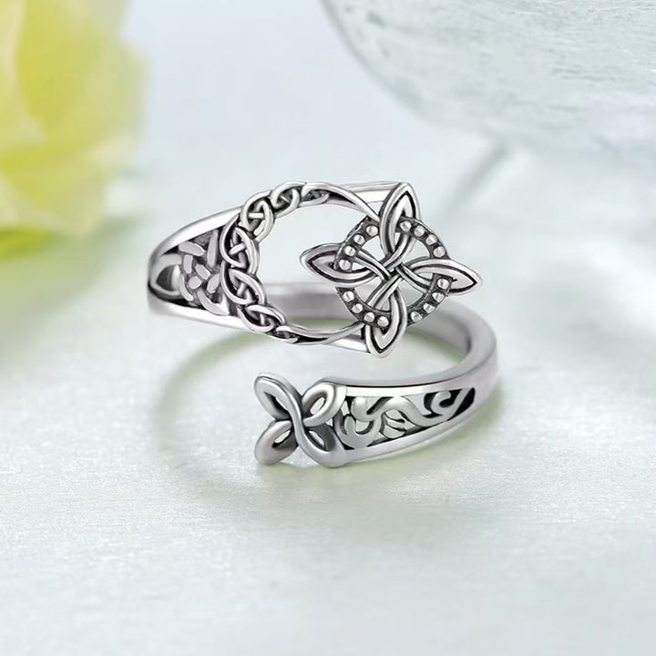 S925 Silver Celtic Knot Open Ring (Vintage Niche Personalized Style)