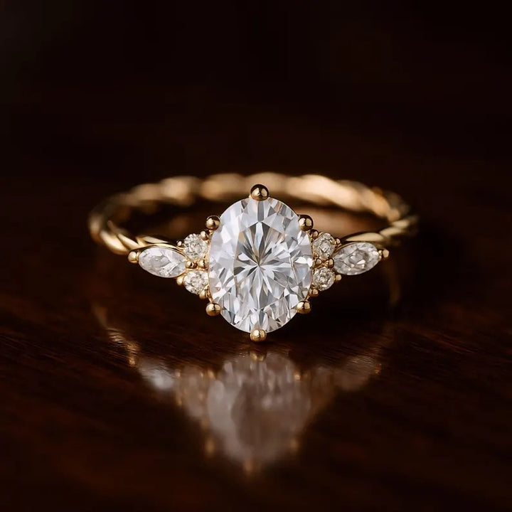 Bloom-Set Center Diamond Vintage Ring (Luxury Ritual Engagement Style)