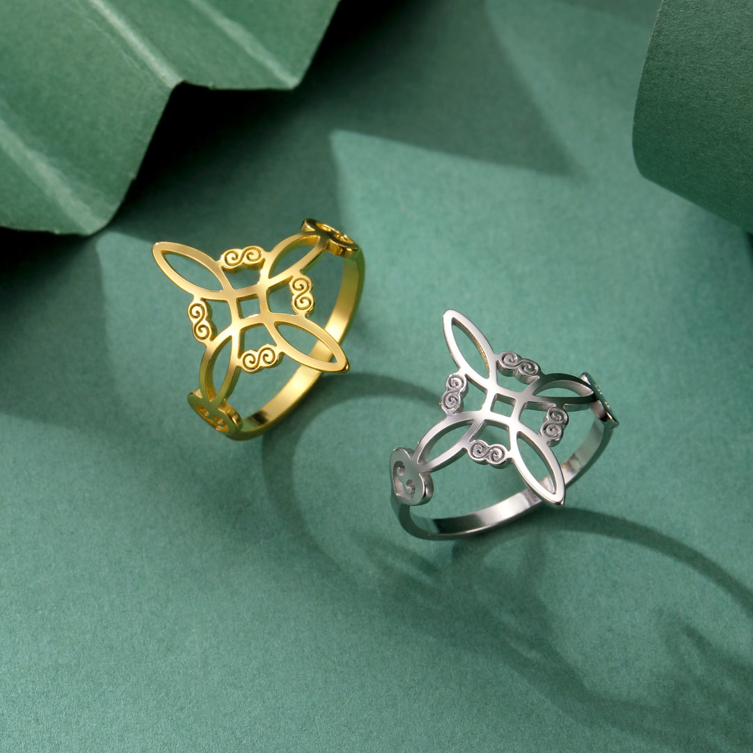 S925 Silver Witch Knot Pattern Ring for Men and Women