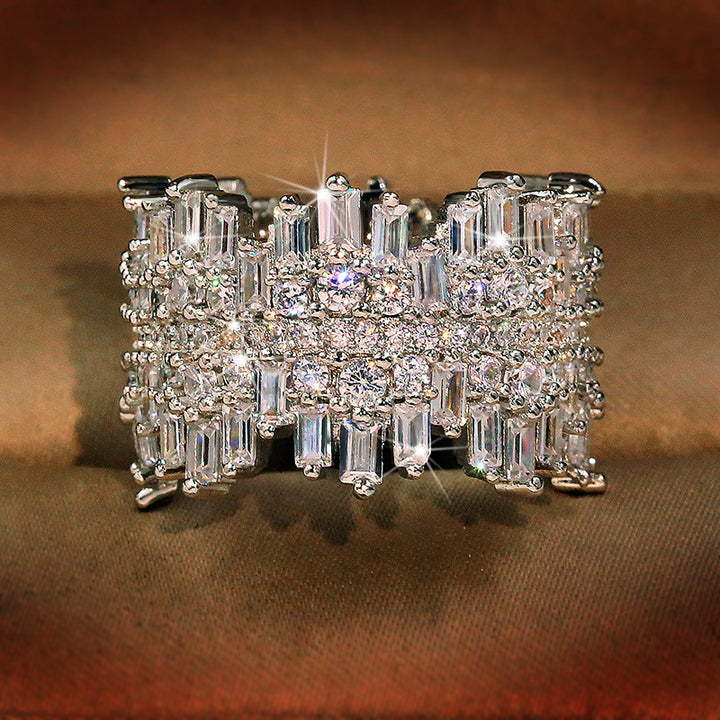 Mixed Diamond Geometric Wide Ring (Avant-Garde Luxury Personalized Style)