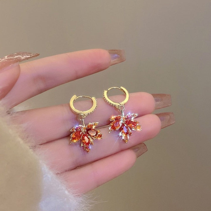 Vintage Red Maple Leaf Earring