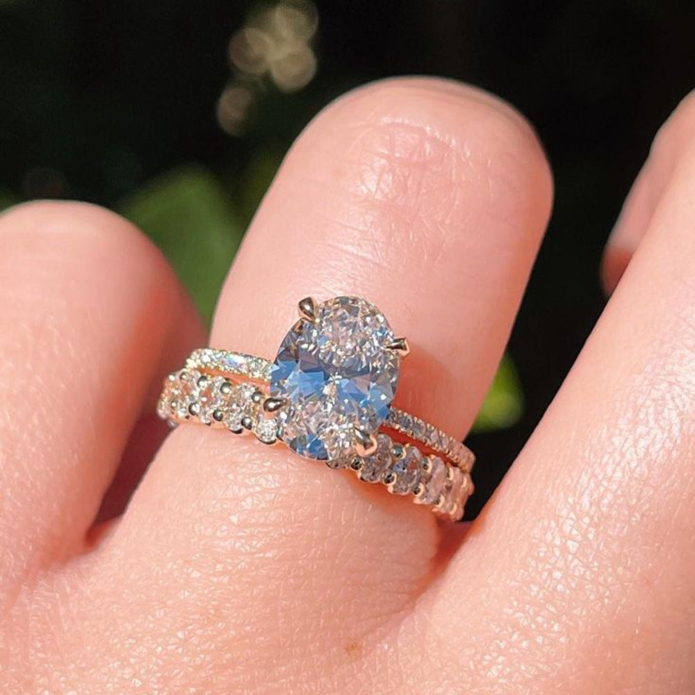 Luxury Micro-Paved Diamond Bridal Ring Set for Women