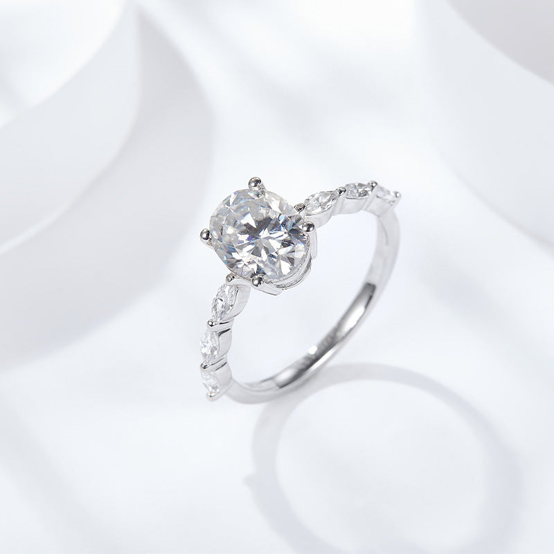 S925 Sterling Silver Luxury Carat Diamond Ring – Sparkling Engagement Proposal Ring