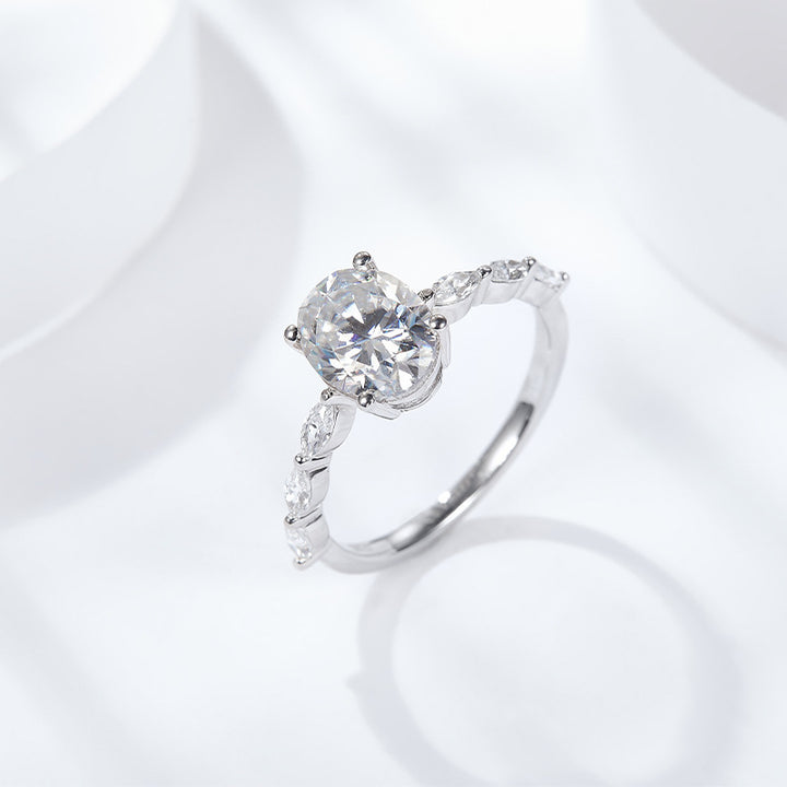 S925 Sterling Silver Luxury Carat Diamond Ring – Sparkling Engagement Proposal Ring