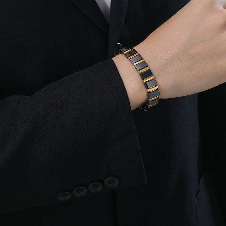 Men's Premium Magnetic Therapy Ceramic Bracelet – Stylish, Anti-Radiation & Health Balance