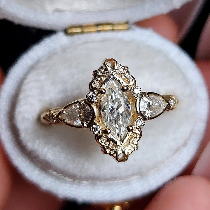 Victorian Style Marquise Cut Vintage Diamond Ring