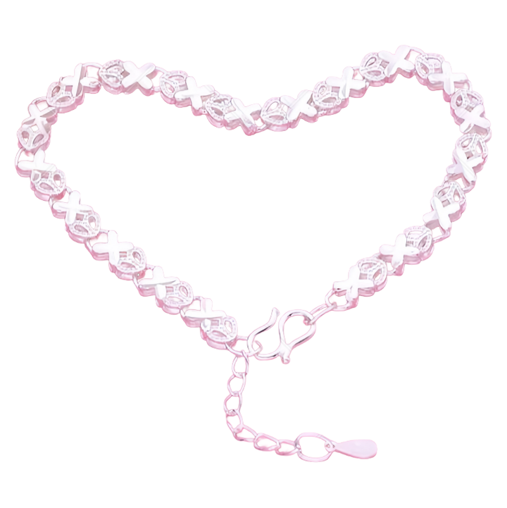 S999 Pure Silver Heart & Four-Leaf Clover Bracelet – Elegant Minimalist Style
