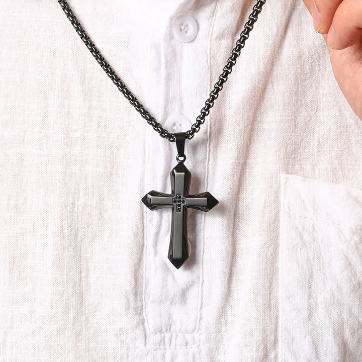Geometric Cross Pendant Necklace (Men's Fashion · Minimal Luxury Faith Style)