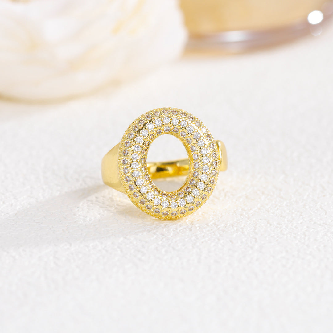 Bubble Letter Full-diamond Open Ring
