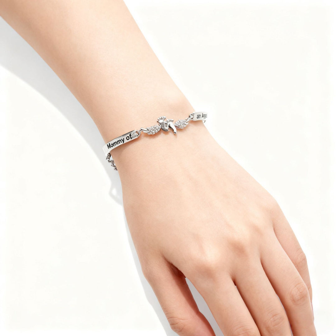 "Mommy of an Angel" Footprint & Wings Bracelet (Commemorative Healing Gift Stytle)