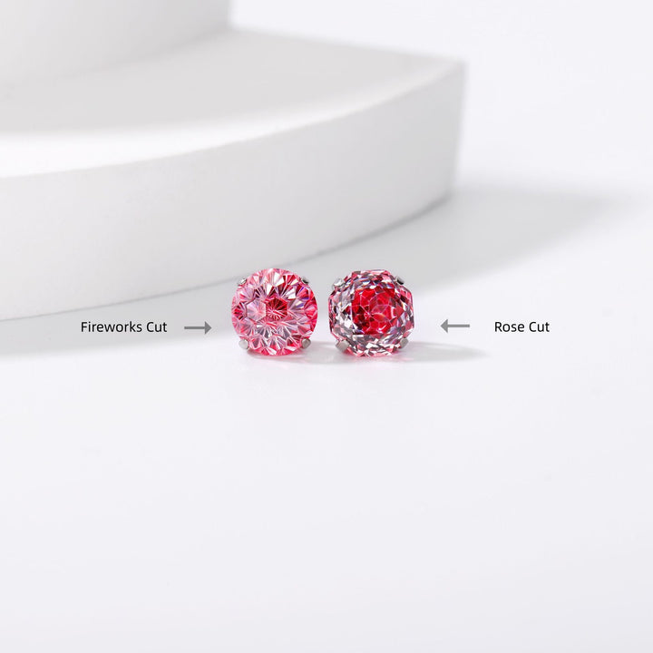 Iridescent Firework Cut Colored Diamond Stud Earrings (Light Luxury Niche Personalized Earrings)