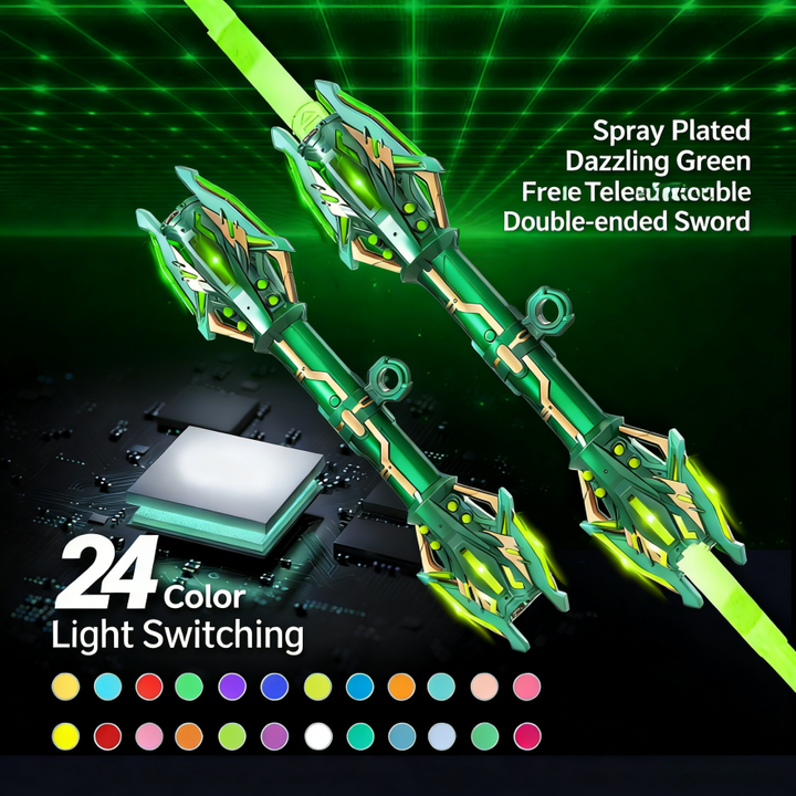 24-Color Light-Changing Retractable Double-Headed Sword (Cyber Mecha Style Series)