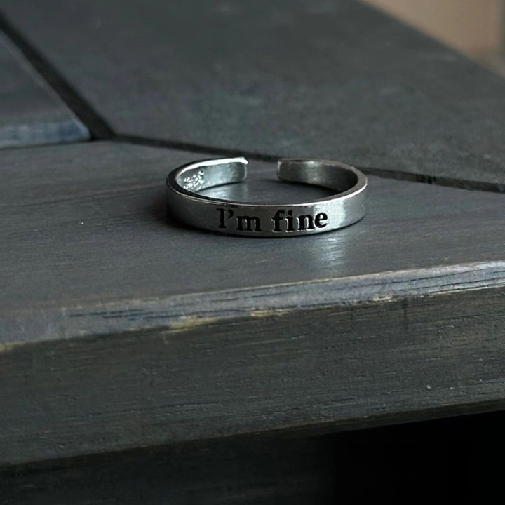 "I'm fine" Mantra Open Ring (Self-Care Minimalist Band)