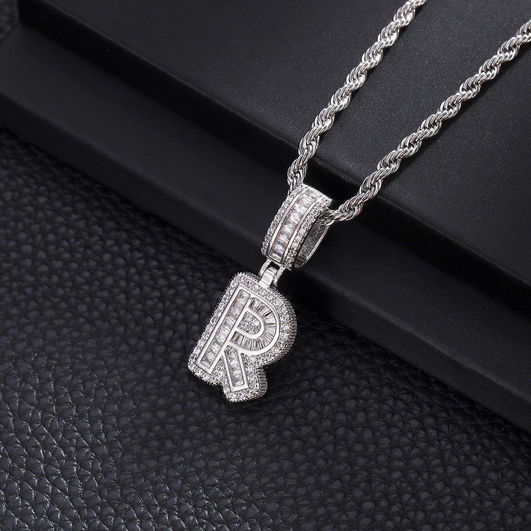 Full-Diamond Letter Cuban Link Necklace (26 Letters Optional | Gold/Silver Dual Tone)