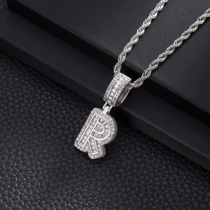 Full-Diamond Letter Cuban Link Necklace (26 Letters Optional | Gold/Silver Dual Tone)