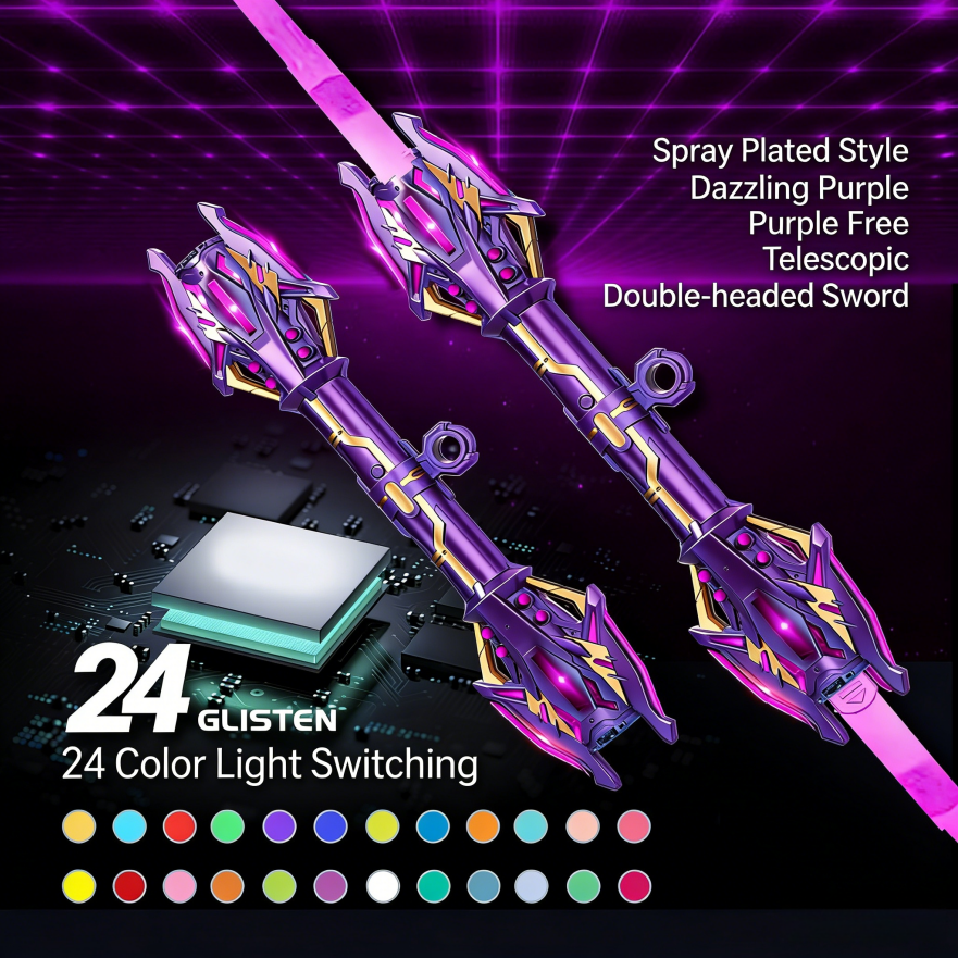 24-Color Light-Changing Retractable Double-Headed Sword (Cyber Mecha Style Series)