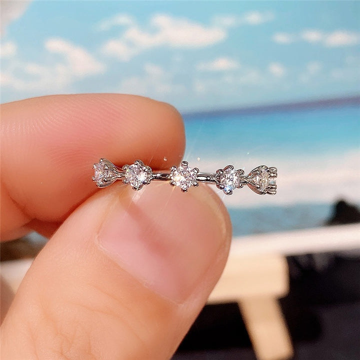 Asymmetric Row Diamond S925 Silver Ring
