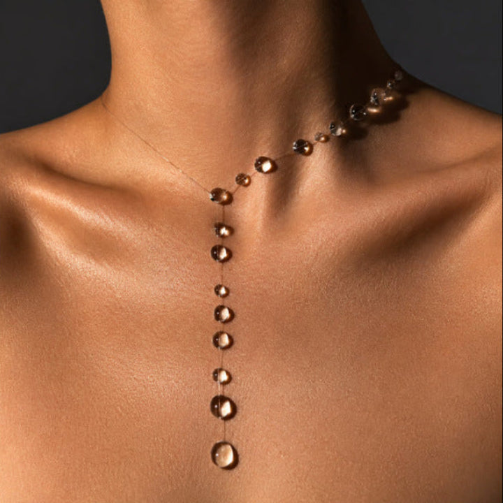 Invisible Fish Line Teardrop Diamond Y-Shaped Necklace