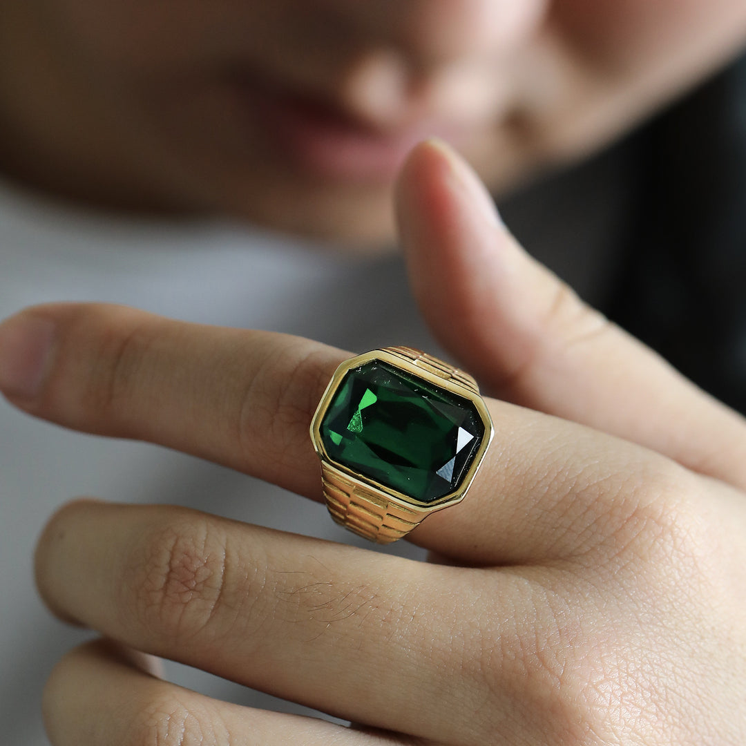 Multi-Color Gem Wide-Face Men's Ring (Light Luxury Bold Style)