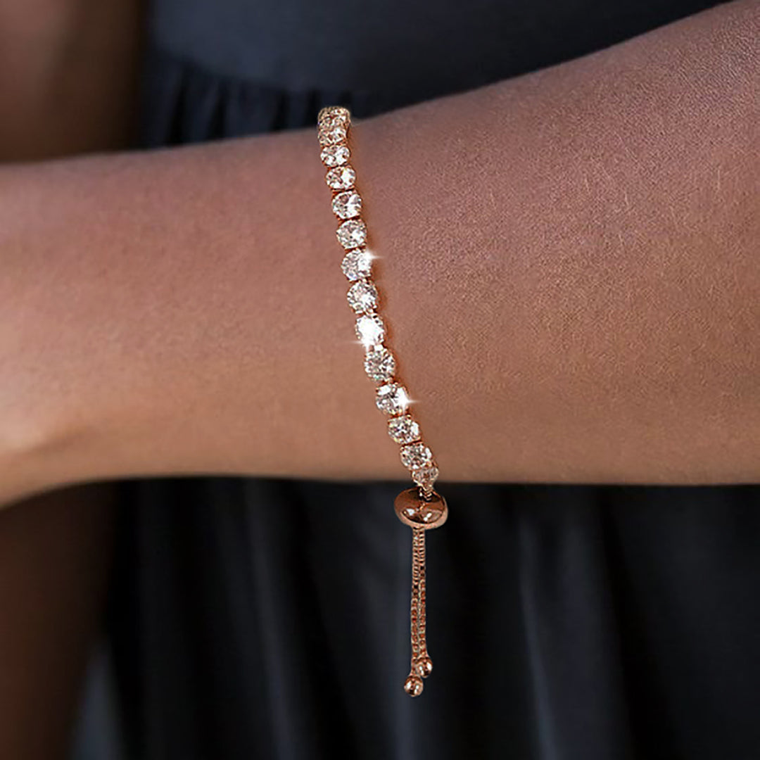 4mm Round Zircon Full-Diamond Tennis  Adjustable Bracelet
