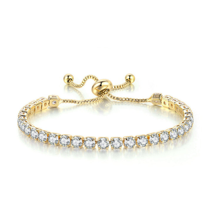 4mm Round Zircon Full-Diamond Tennis  Adjustable Bracelet