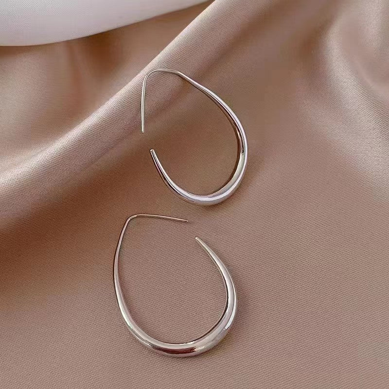 Teardrop Arc Hollow Threader Earrings (Minimalist Long Earrings)