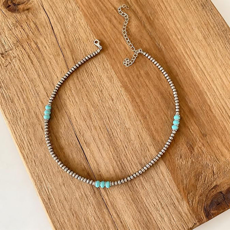 Bohemian Turquoise Multi-Layer Beaded Necklace (Vintage Ethnic Clavicle Chain)
