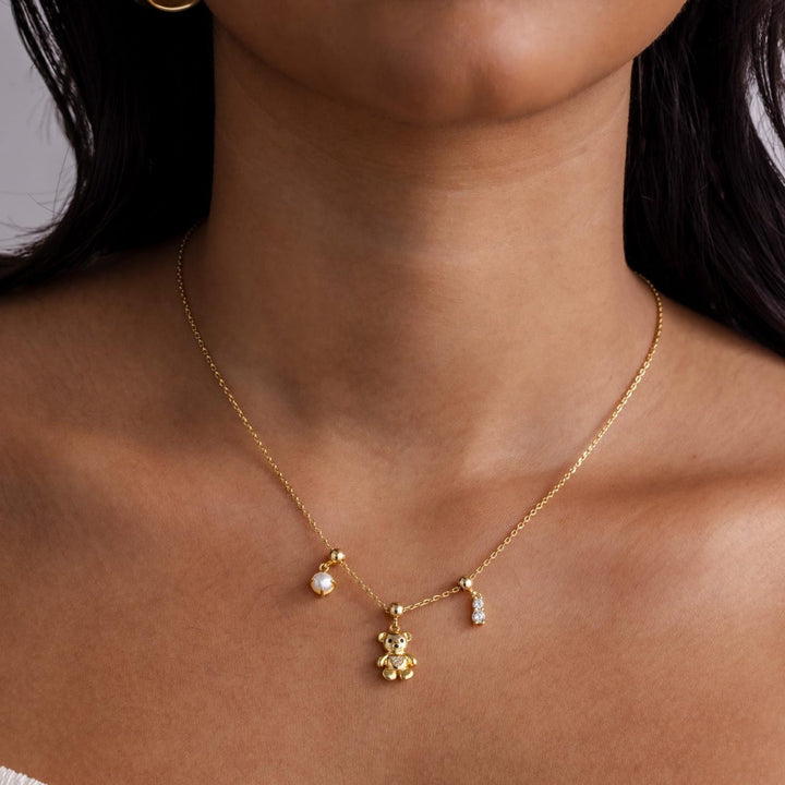 Slidable Triple Charms Beaded Collarbone Necklace, 8 Themed DIY Pendant Sets, Gold & Silver Two Tones Available