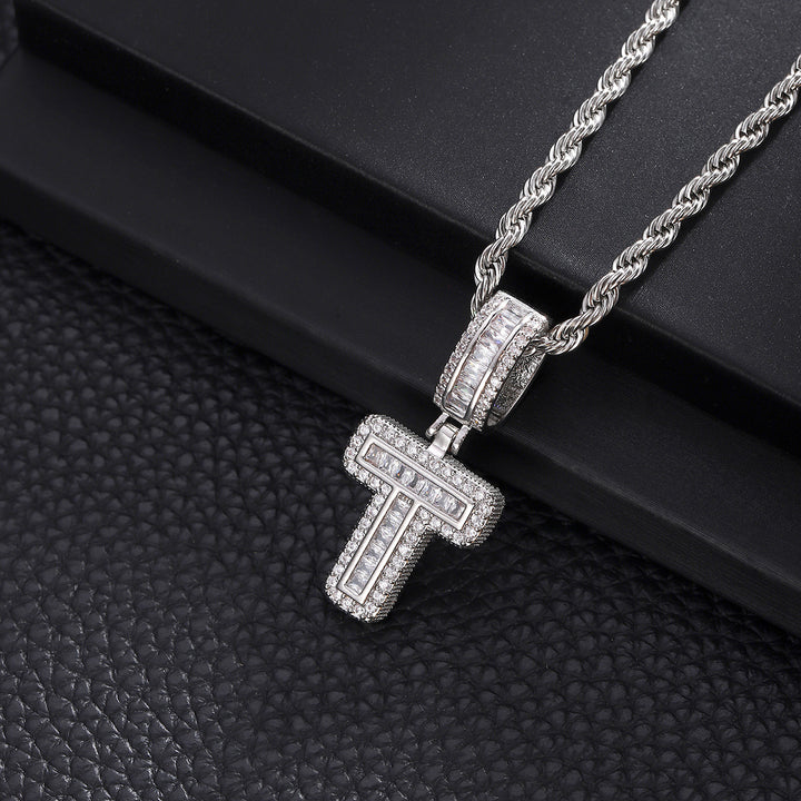 Full-Diamond Letter Cuban Link Necklace (26 Letters Optional | Gold/Silver Dual Tone)