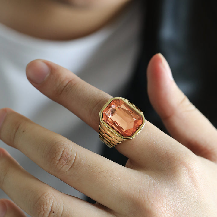 Multi-Color Gem Wide-Face Men's Ring (Light Luxury Bold Style)