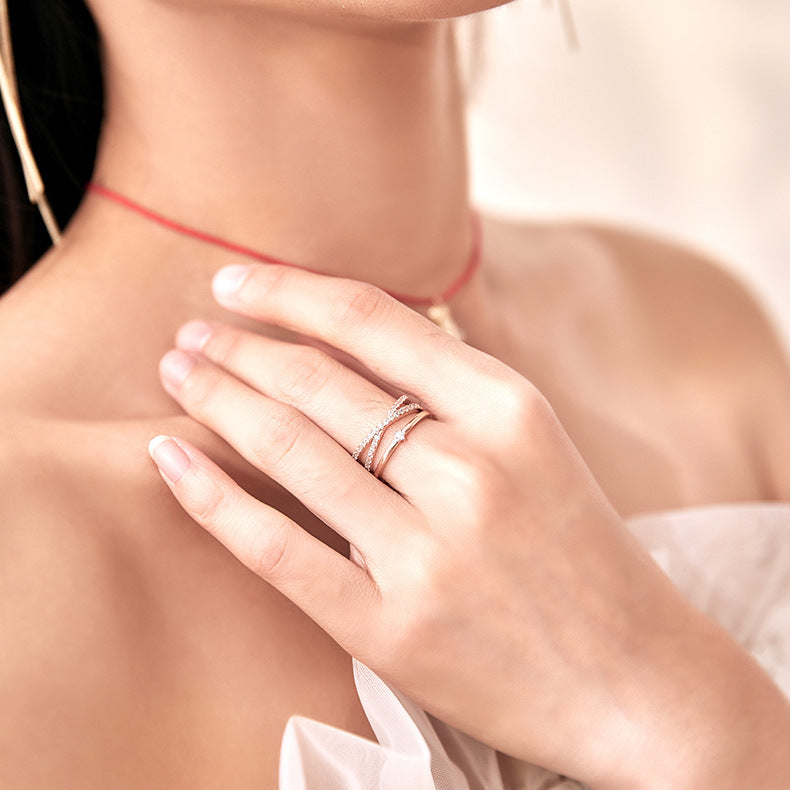 Stellar Interwoven Triple Band Pavé Ring (Light Luxury Niche Design Band)