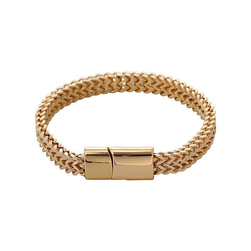 Double Row Dragon Bone Magnetic Clasp Men's Bracelet